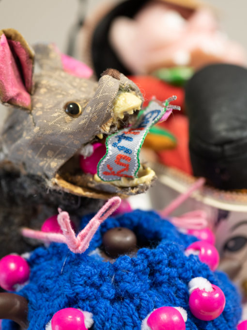 Twinkle, twinkle, little bat! - detail mouse with knitted teapot cover